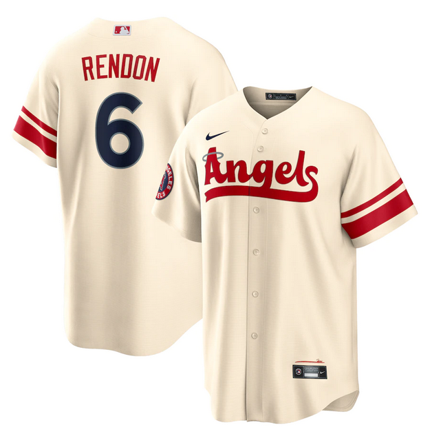 Men's Los Angeles Angels #6 Anthony Rendon 2022 Cream City Connect Cool Base Stitched Jersey Men's Los Angeles Angels #6 Anthony Rendon 2022 Cream City Connect Cool Base Stitched Jersey